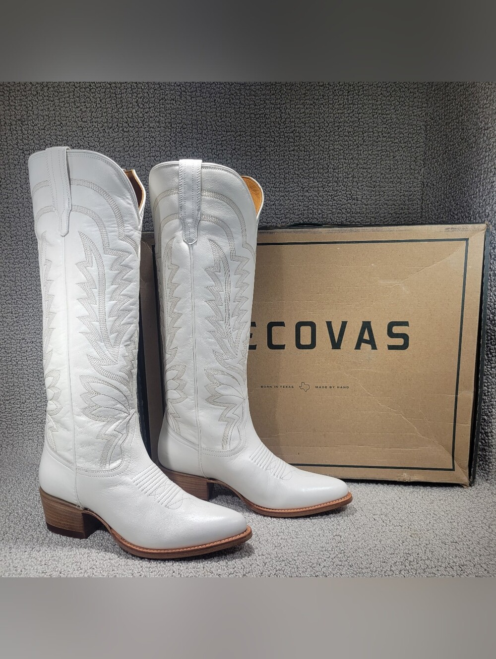 Tecovas The Abby Women's US Size 9B Snow Cowhide Leather Cowgirl Boots